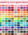 16800Pcs Clay Beads Bracelet Making Kit, 168 Colors Polymer Beads Spacer Heishi Beads, Flat Preppy Beads for Jewelry Making Kit with Charms, DIY Crafts Gift
