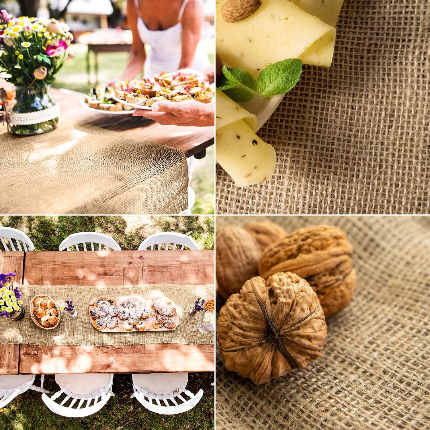 Natural Burlap Fabric BUR40-5YDS Burlap, Burlap Jute Fabric for Weddings Table Runner Arts & Crafts Tree Wraps for Winter Placemat (40” Wide X 5 Yards)