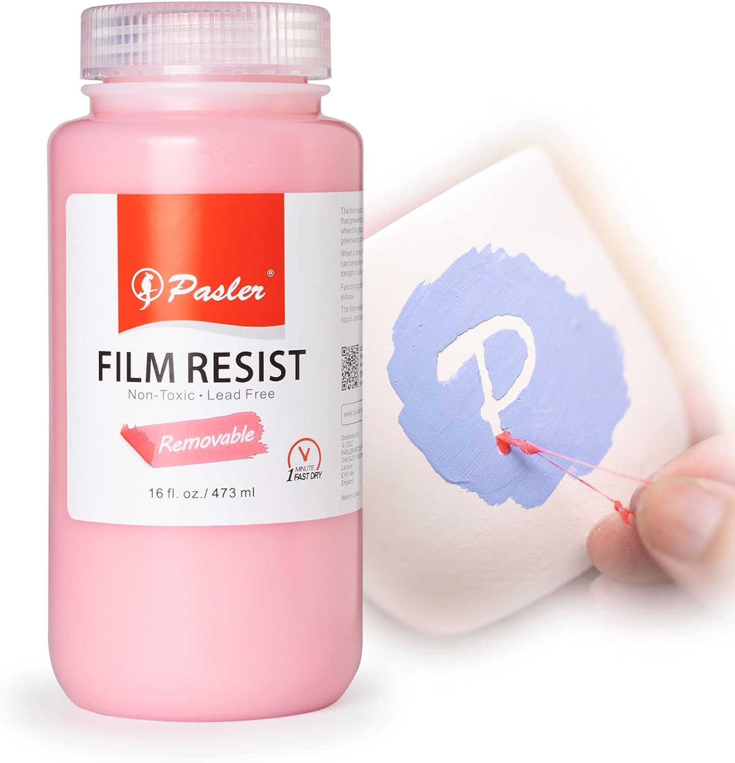 Film Resist,Latex Resist, for Pottery,Bisque or Greenware,Removable Water-Based Film,16 Fl Oz / 473 Ml