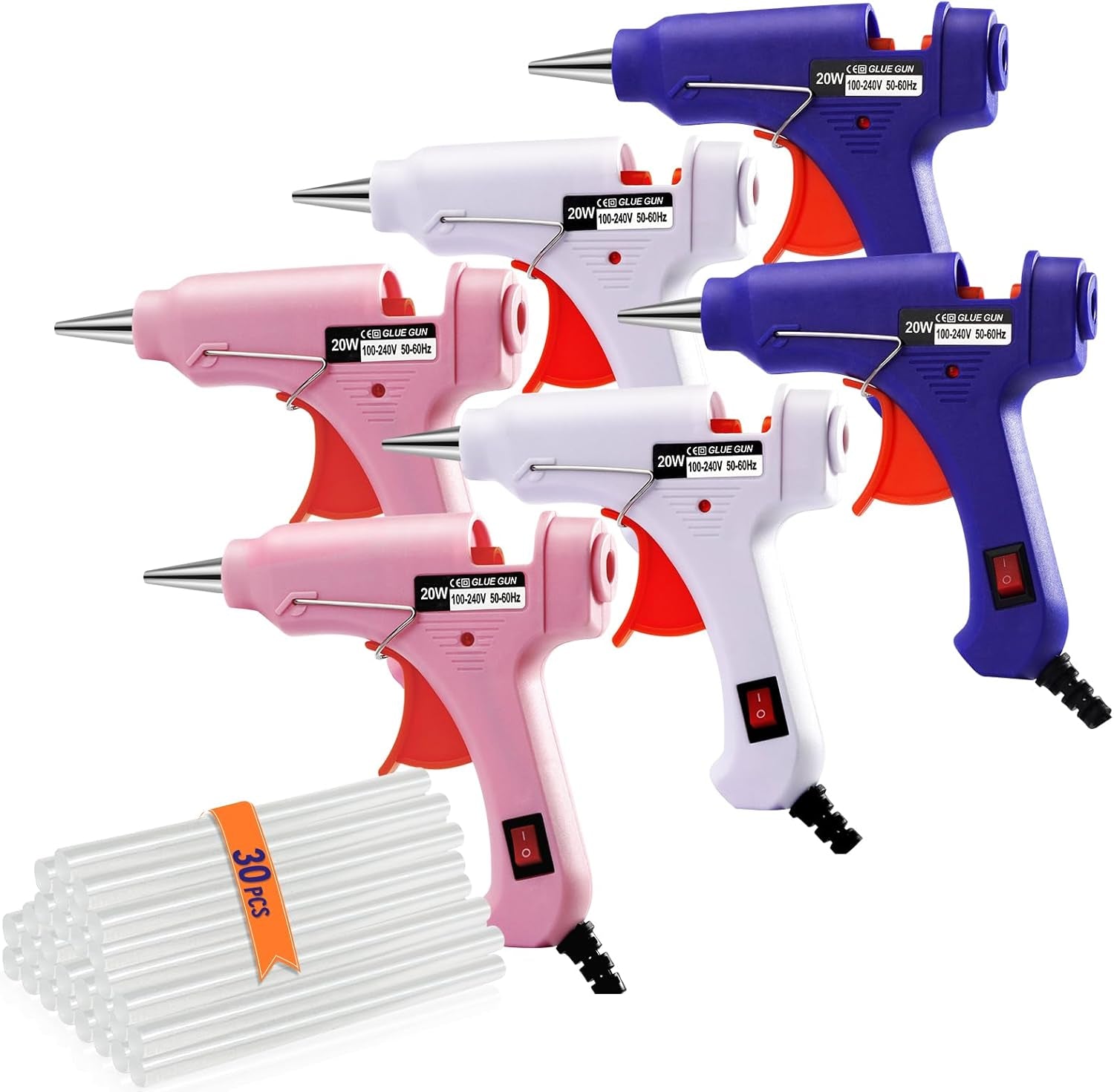 Mini Hot Glue Gun, Hot Melt Gun with 30 Glue Sticks for Arts Crafts, Mini Glue Gun Kit for Kids School Craft and Quick Home Repairs (Multicolored, 20W, 8 Pieces)