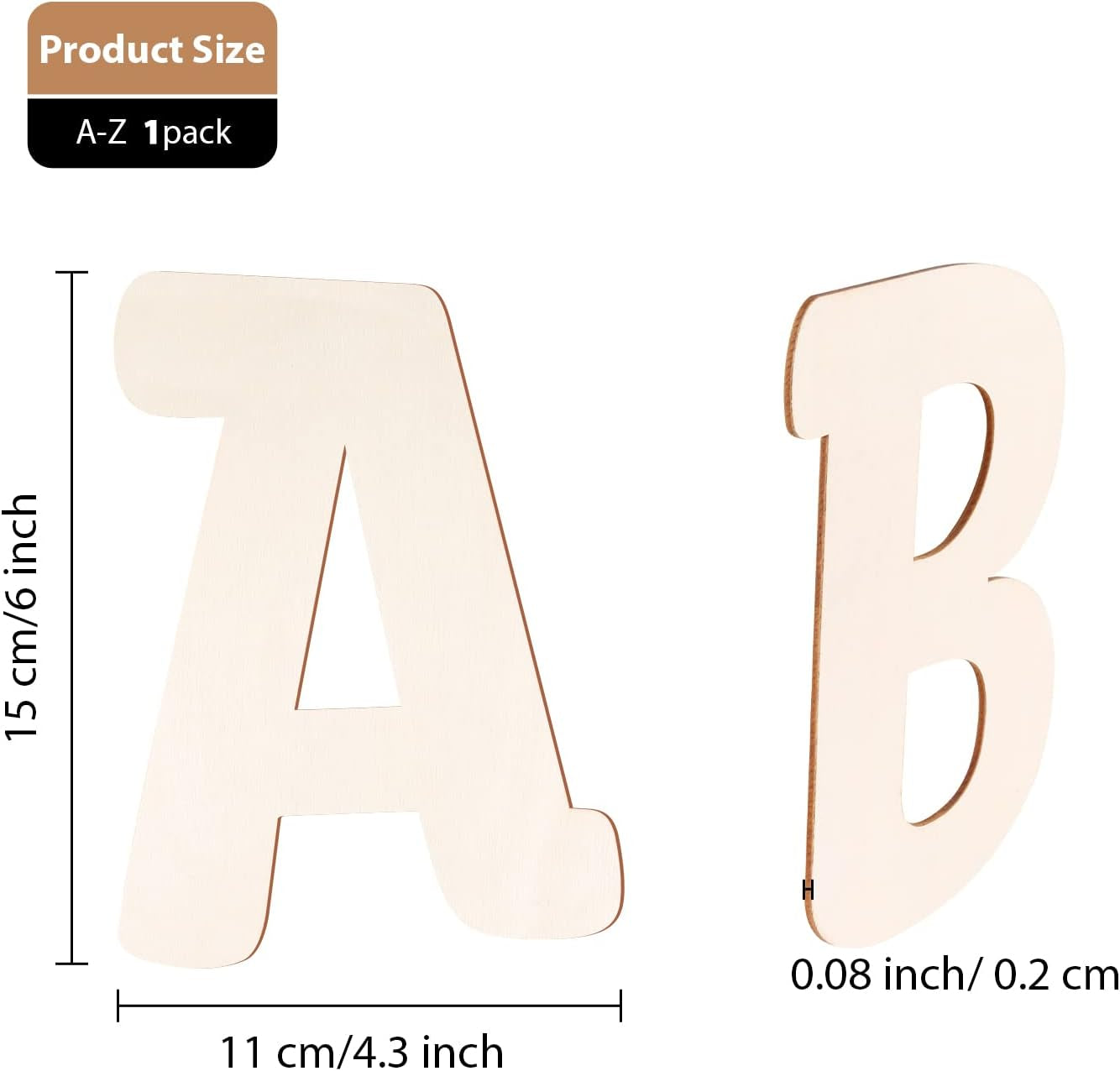 6 Inch Wooden Letters 26Pcs Wooden Alphabet Letter for Crafts Unfinished Wood Letters for Home Wall Decor Kids Arts Painting DIY Learning