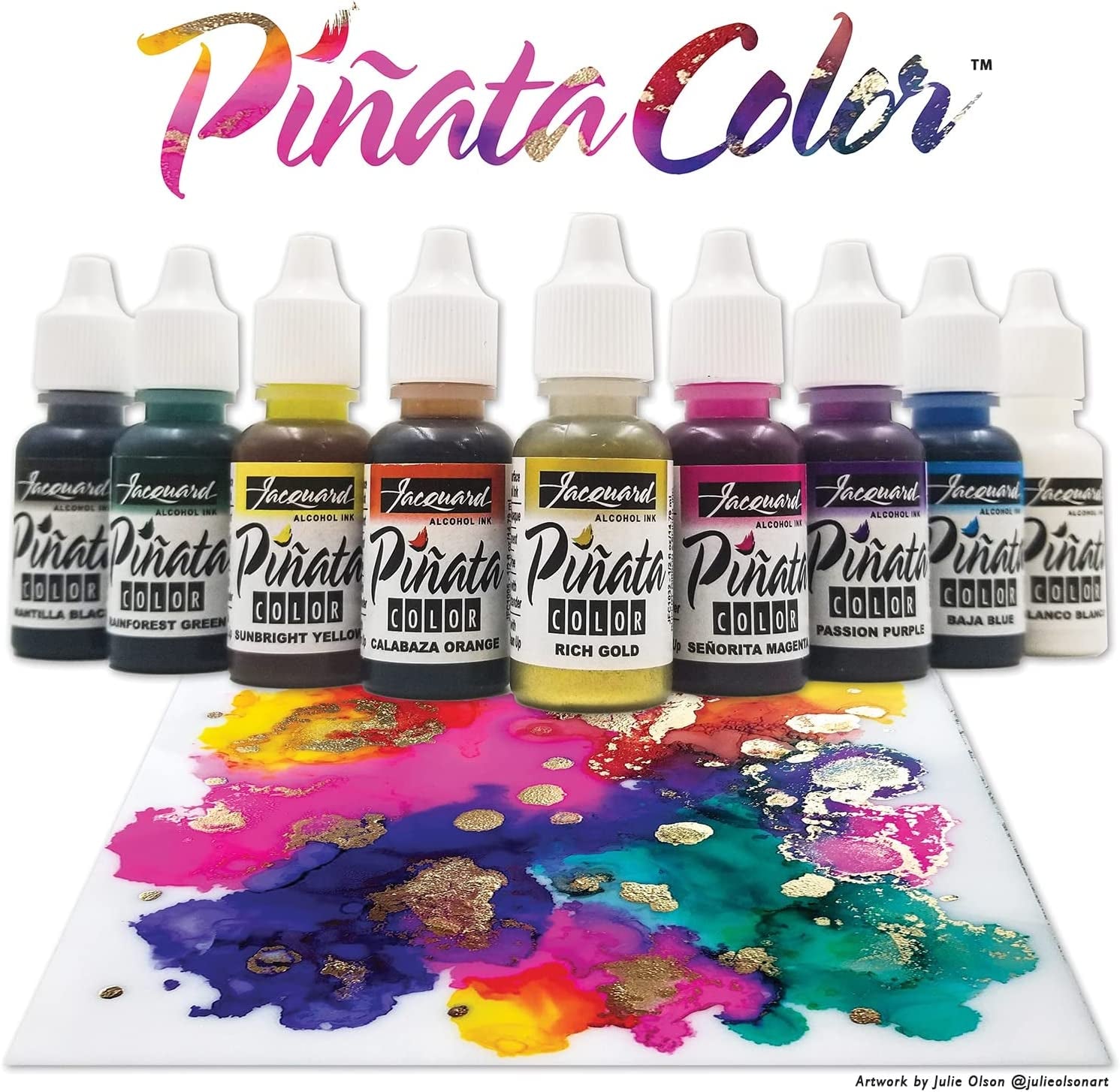 Alcohol Ink Set - Pinata Color Exciter Pack - Highly Saturated - Acid-Free - 9 Assorted Colors Half Ounce