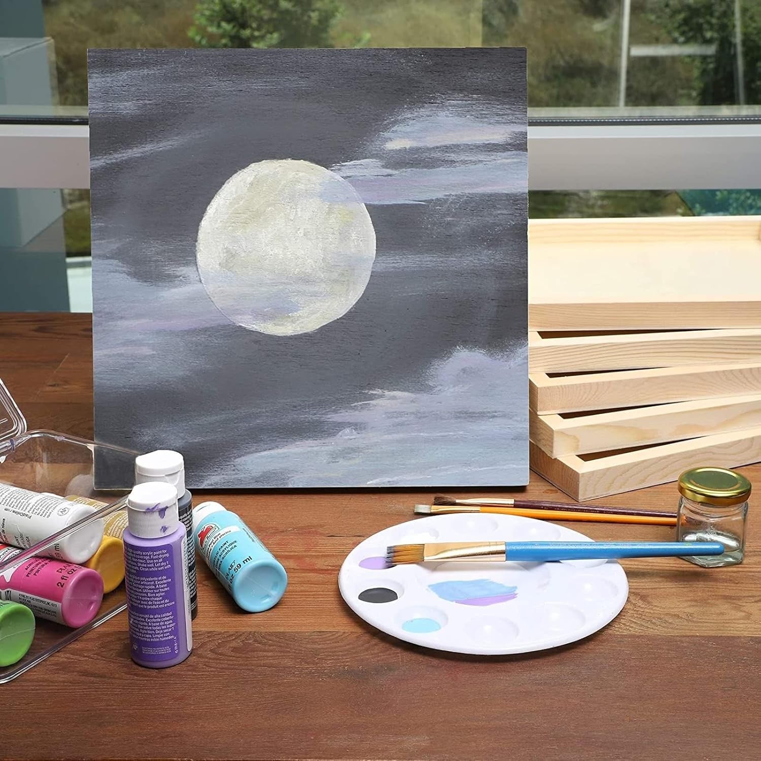 6 Pack 10X10 Wood Panels for Painting, Unfinished Wood Canvas Boards, 0.83" Deep Cradle Artist Wall Canvases for Crafts