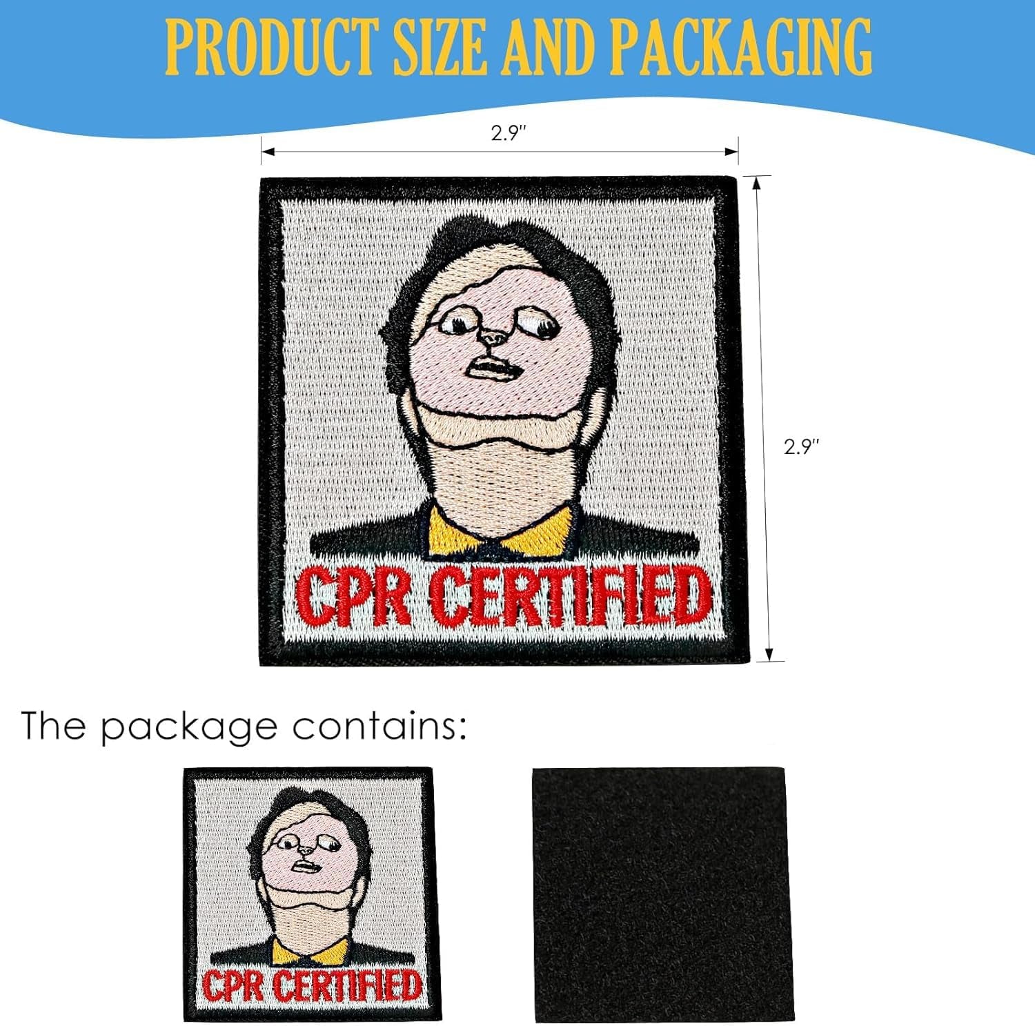 CPR Certified Patch, 1 Pc Embroidered Morale Patch with Hook Fastener Backing, Funny Meme Patches for Backpacks, Vests, Jackets, Jeans, Hats