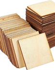60 Pieces 2X2 Wood Squares for DIY Crafts, Unfinished Wooden Cutout Tiles for Painting