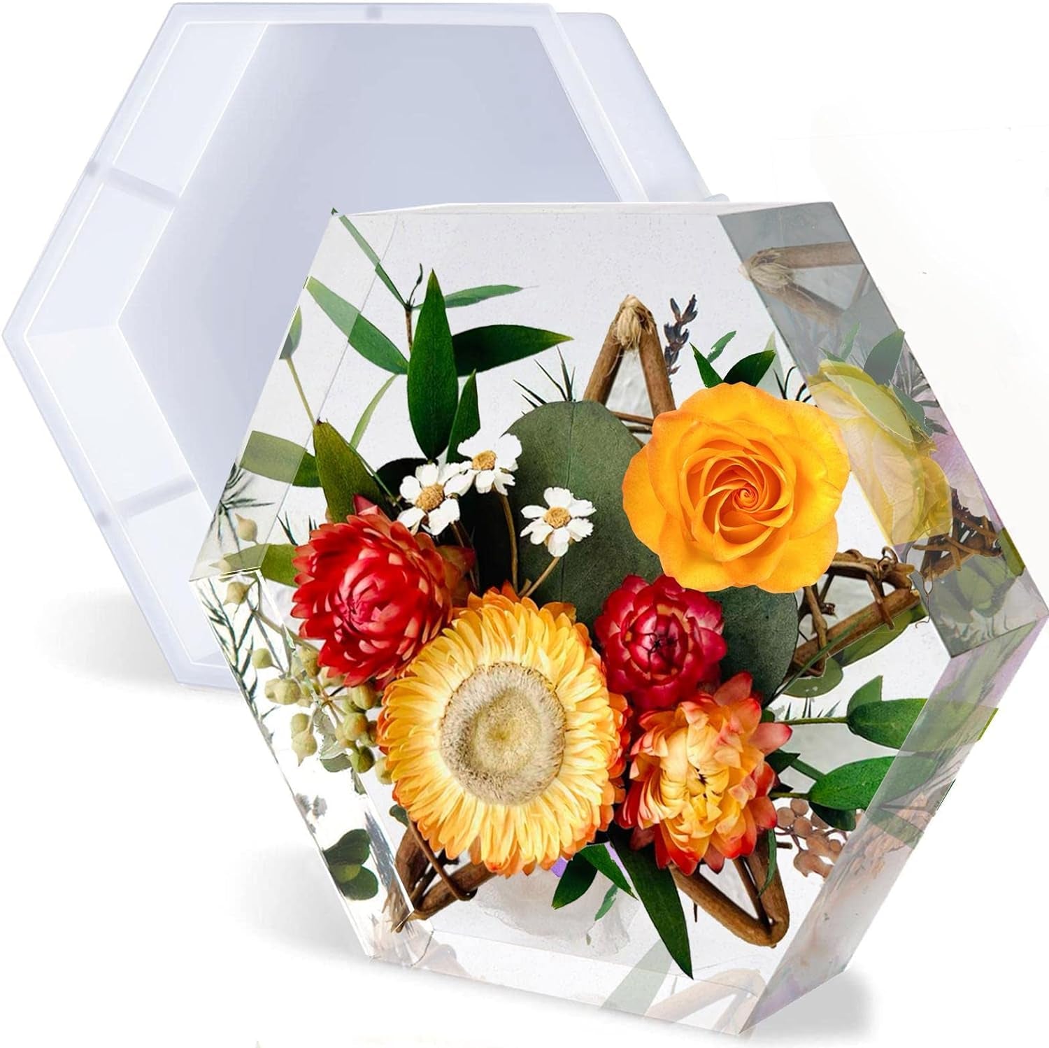 Large Silicone Molds for Resin,9 Inch Upgraded Large Resin Molds,Deep Epoxy Molds Hexagon for Flowers Preservation, Resin Art Casting, DIY Wedding, Valentine, Gift and Home Decors.