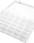 Pack of 2 Transparent Plastic Grid Box Storage Organizer for Display Collection with Adjustable Dividers - 36 Clear Grids - 10.8"X7.0"X1.8" Come with Letter Stickers