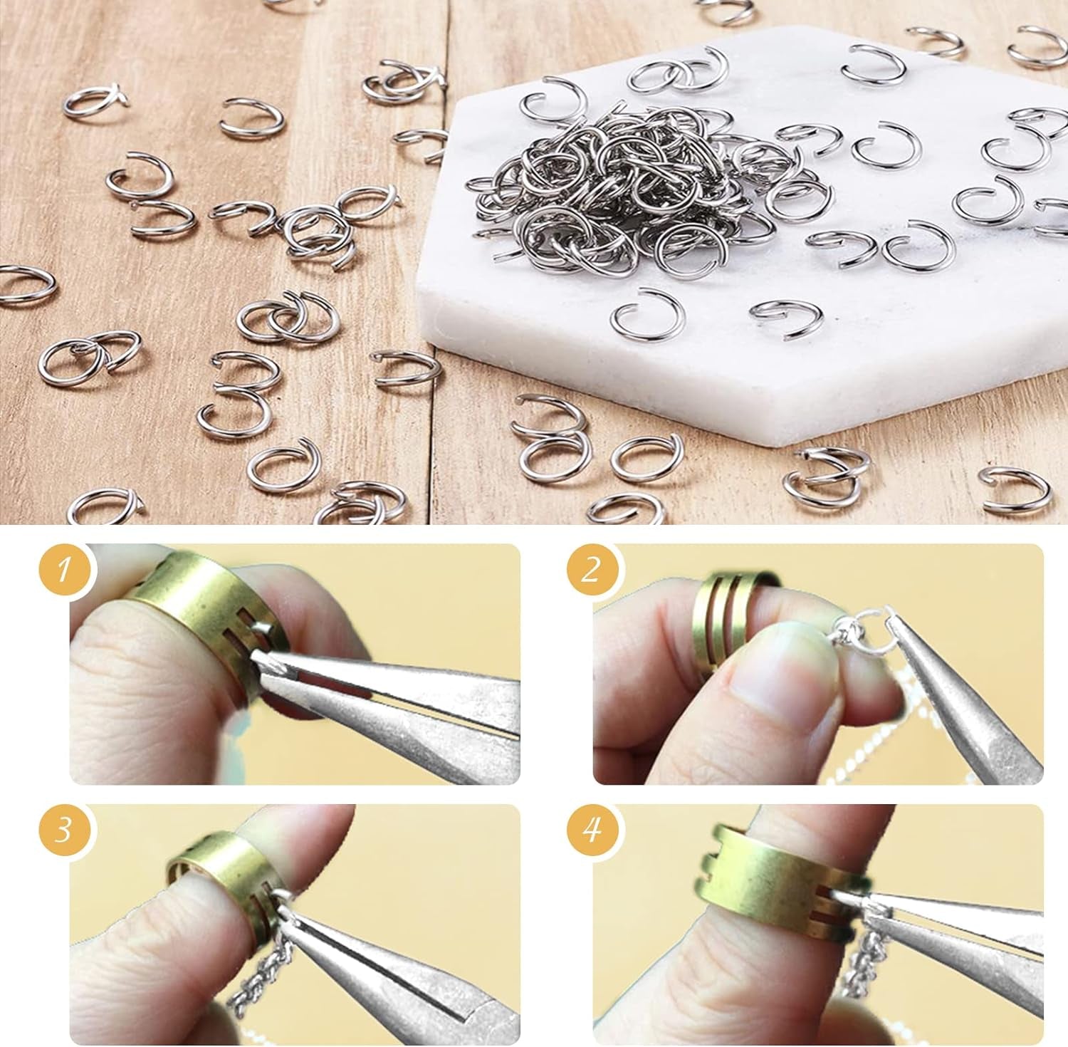 1500Pcs 304 Stainless Steel Open Jump Rings with Jewelry Rings for Jewelry Making Supplies, Jewelry Fix, Wire Wrapping, Crafts