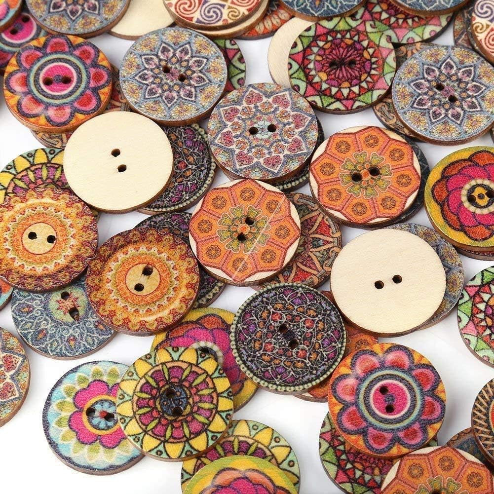 200Pcs Wood Craft Buttons 20Mm Bulk Wooden Buttons for Crafts Vintage Button for Sewing