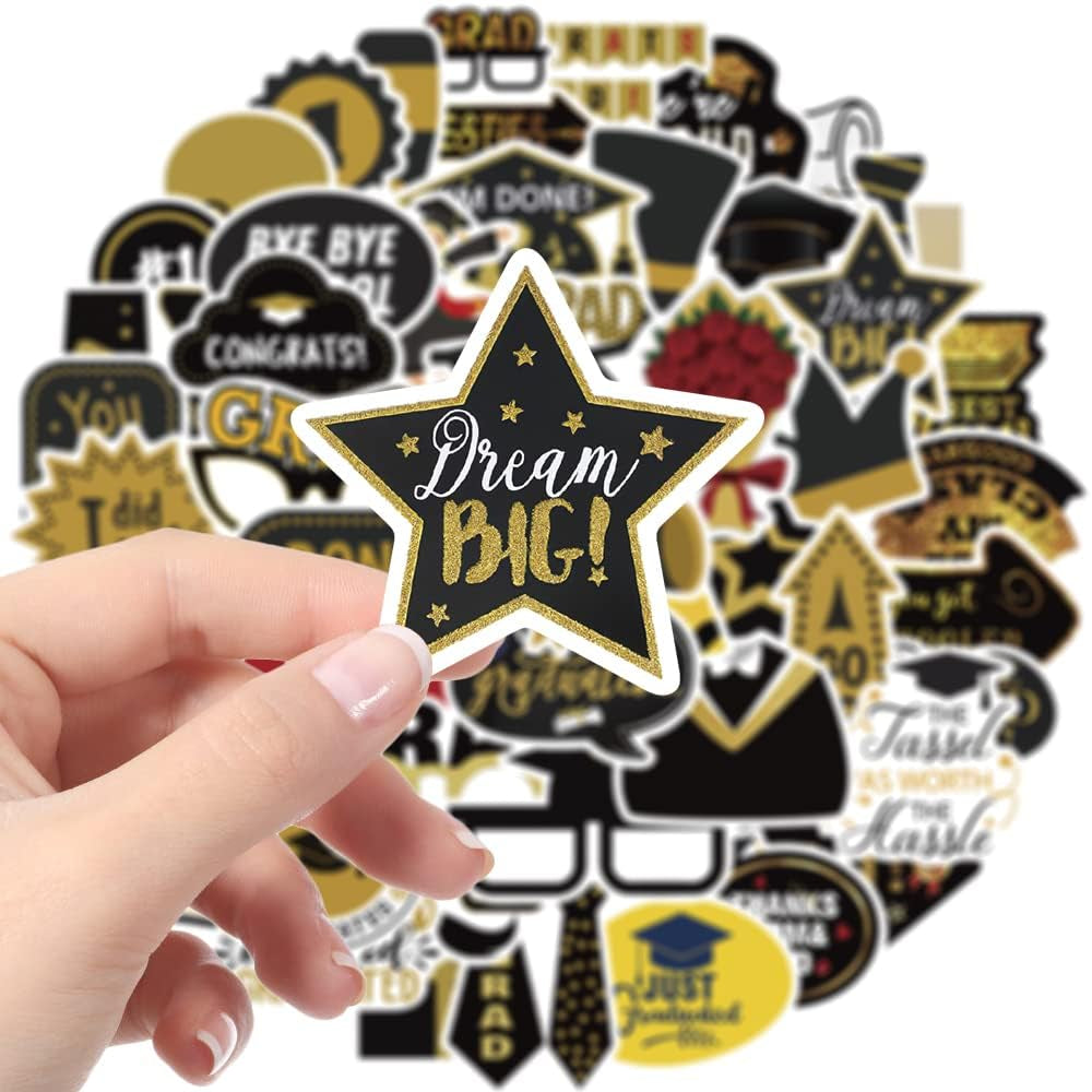 52PCS Graduation Stickers,Class of 2024 Graduation Scrapbooking Self-Adhesive Stickers Decals Label for Graduates High School College Graduation Party Favor Celebration Decorations Supplies