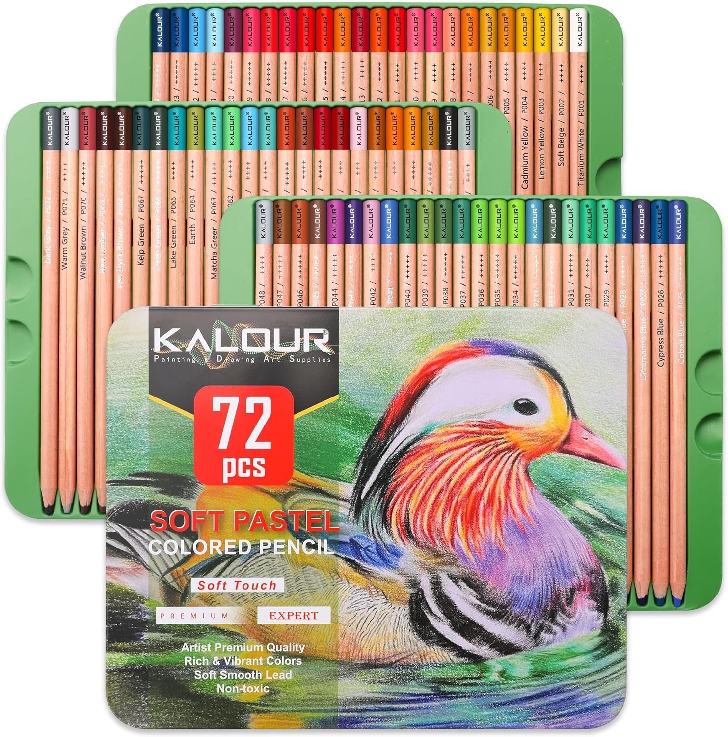 Pro Pastel Chalk Colored Pencils,Set of 72 Colors,Color Charcoal Pencils for Drawing Sketching Coloring Shading,Art Supplies for Adults Artists