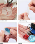 Silicone Resin Keychain Mold Set, Jewelry Pendant Casting Mold DIY Epoxy Keychain Mold with Keychain Rings, Dried Flower and round Sequins for DIY Craft Making Supplies, 67 Pieces