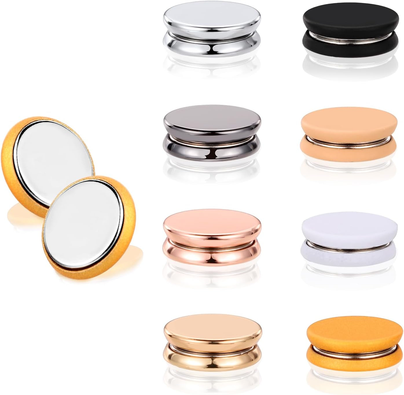 8Pcs Hijab Magnetic Pins, Strong Clothes Hijab Magnets Multi-Purpose Colorful Magnetic Scarf Clasp Pinless Brooch Hijab Pins Buttons for Women Clothing Dress Scarves (Matte+Plating)