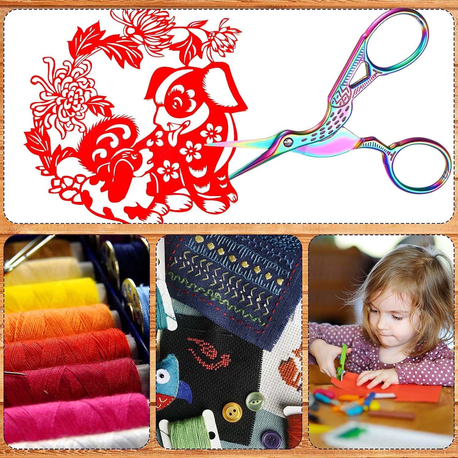 10 Pcs Stork Scissors Embroidery Scissors Bulk 3.6 Inch Stainless Steel Small Craft Scissors Rainbow Cross Stitch Sewing Crochet Scissors DIY Tools Dressmaker Scissors (Bright Color)
