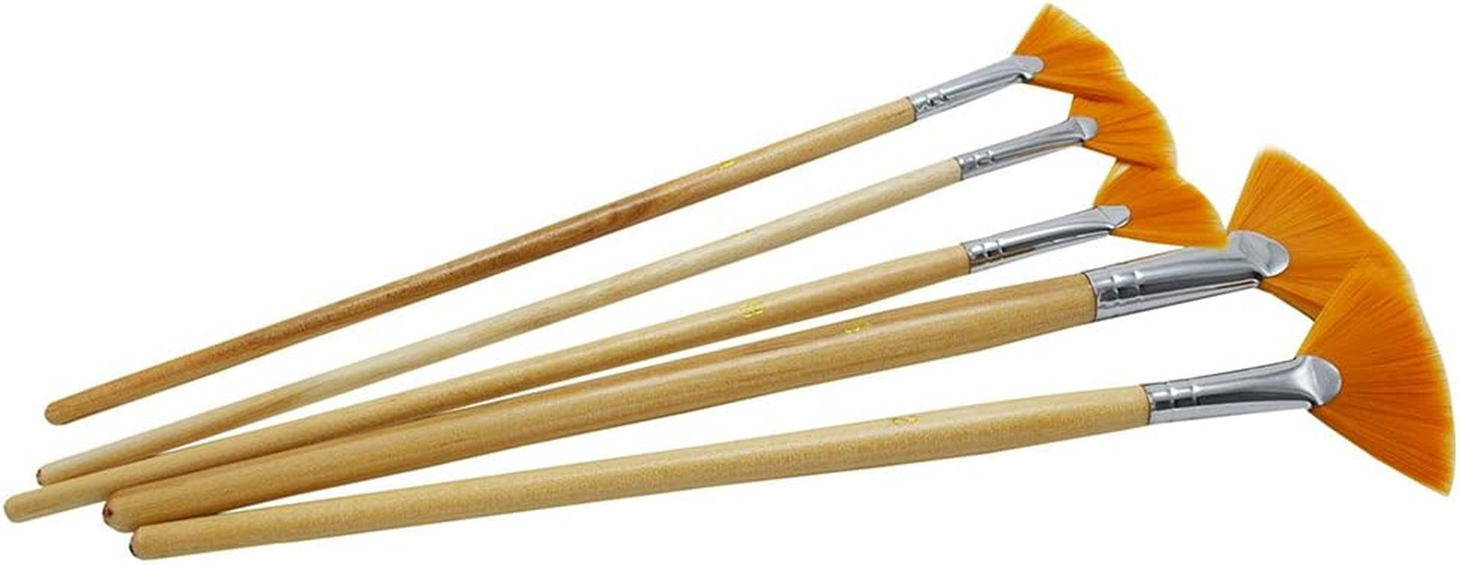 5Pcs/Set,Fan-Shaped Nylon Hair Short Wood Rod Brush Painting Drawing Supplies