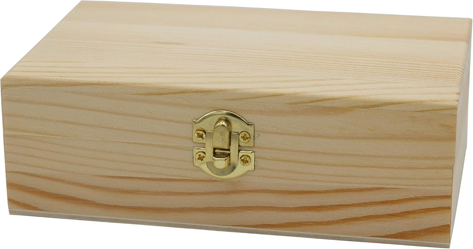 Unfinished Wood Craft Box – Light Unfinished Wood with Clasp – Make Your Own Gift Box, Jewelry Box, Photo Box - Decorate with Paint, Ribbon, Decoupage and More – 6" X 4" X 2"
