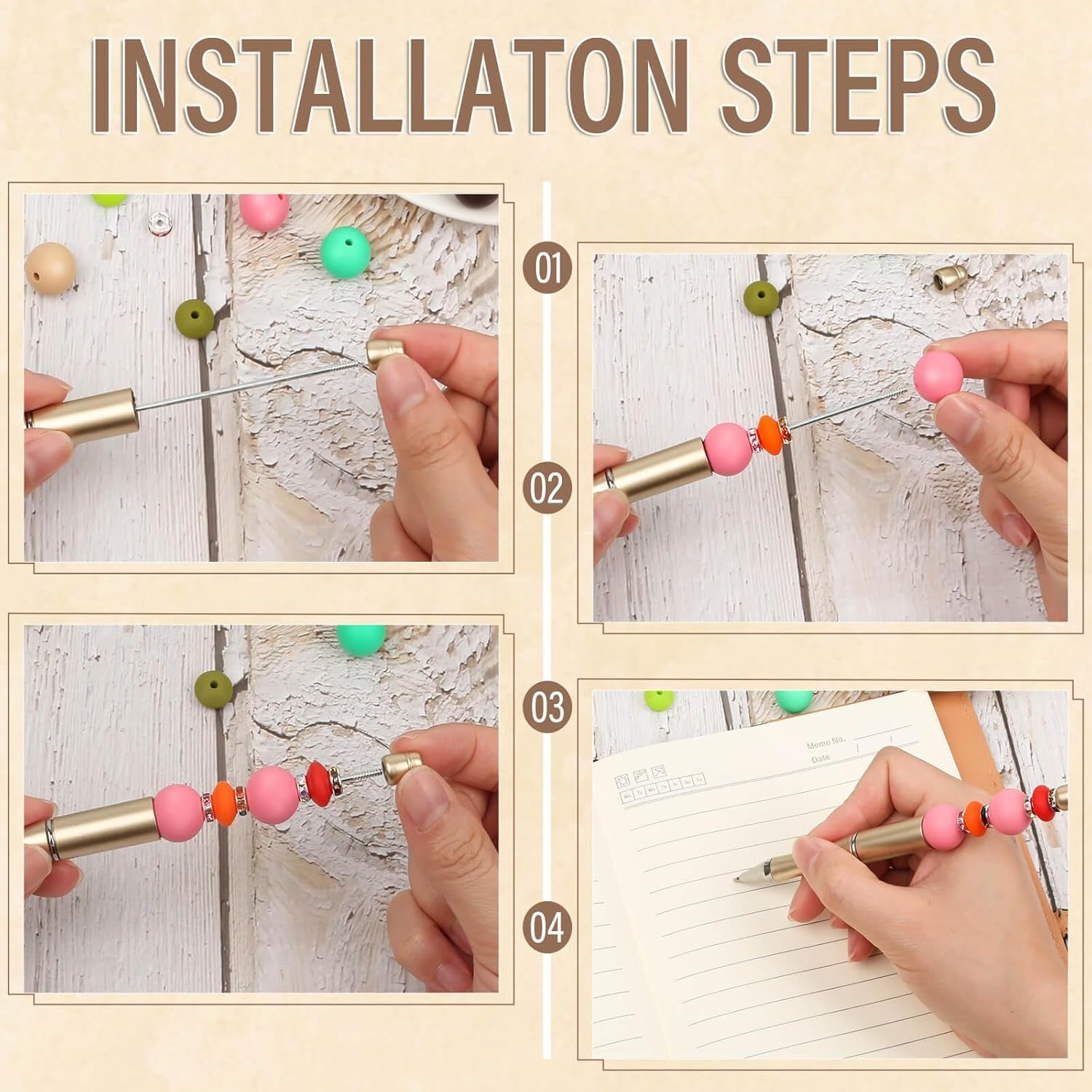 300 Pieces Focal Beads for Pens, 12Mm Silicone Lentil Beads, 15Mm Silicone round Beads and 8Mm Rhinestone Spacer Beads for Beadable Pen, Keychain Making and Jewelry Making