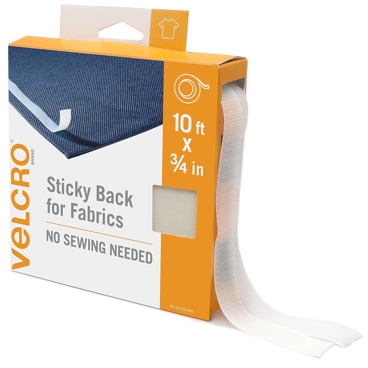 Sticky Back for Fabrics, 10 Ft Bulk Roll No Sew Tape with Adhesive, Cut Strips to Length Peel and Stick Bond to Clothing for Hemming Replace Zippers and Snaps, Black