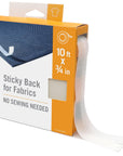 Sticky Back for Fabrics, 10 Ft Bulk Roll No Sew Tape with Adhesive, Cut Strips to Length Peel and Stick Bond to Clothing for Hemming Replace Zippers and Snaps, Black