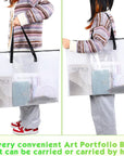 5 Pcs Art Portfolio Bag 19 X 25 Inches Posters Organizer with Zipper and Handle Art Supply Bag and 5 Pcs A4 Pencil Bags 9 X 13 Inches Art Supplies Storage Bag for Large Posters Artwork Bulletin Board