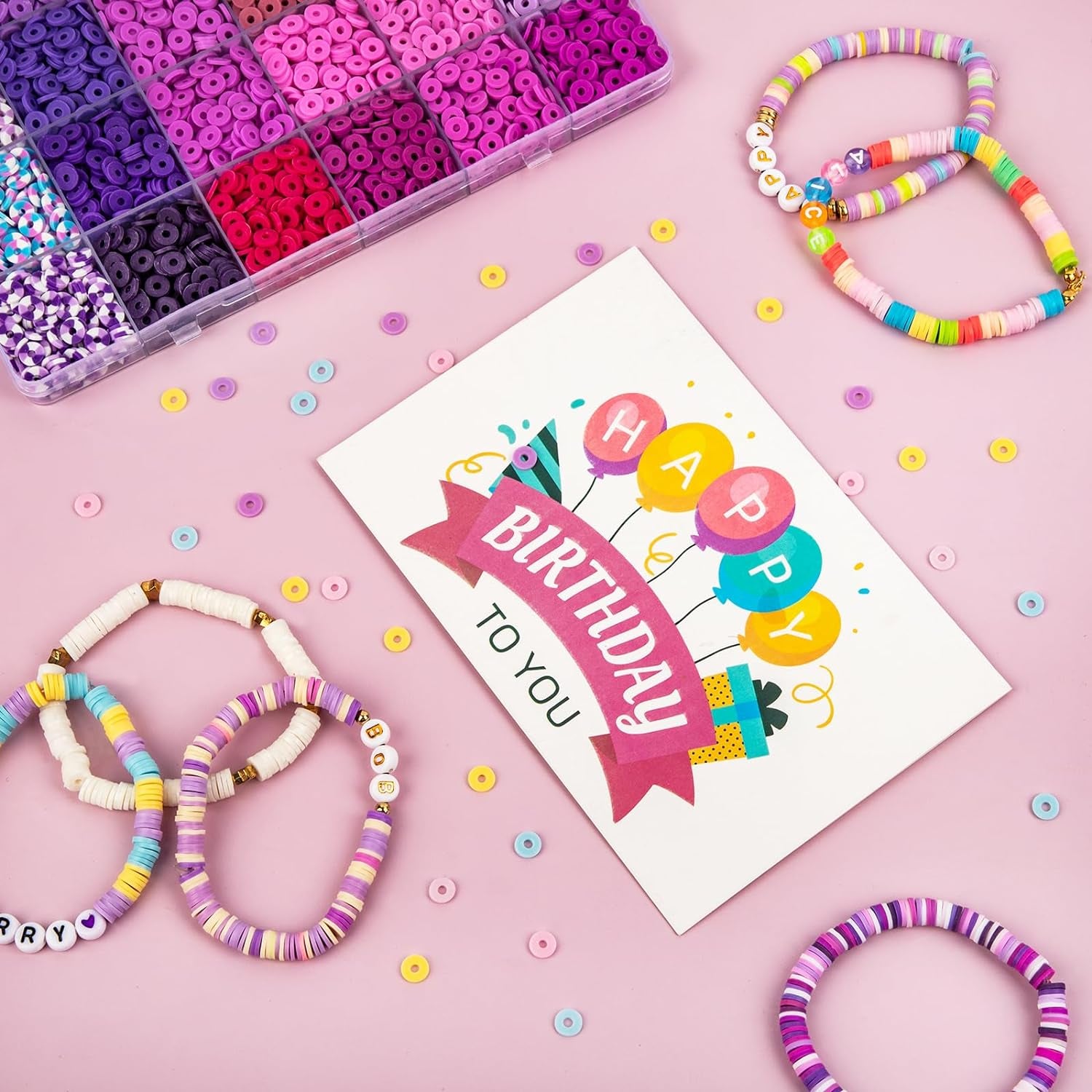 21100 Pcs Clay Beads Bracelet Making Kit, 120 Colors 6 Boxes Flat Heishi Friendship Bracelet Kit with Letter Beads, Accessories Gift for Girls, SKU-041-1-A