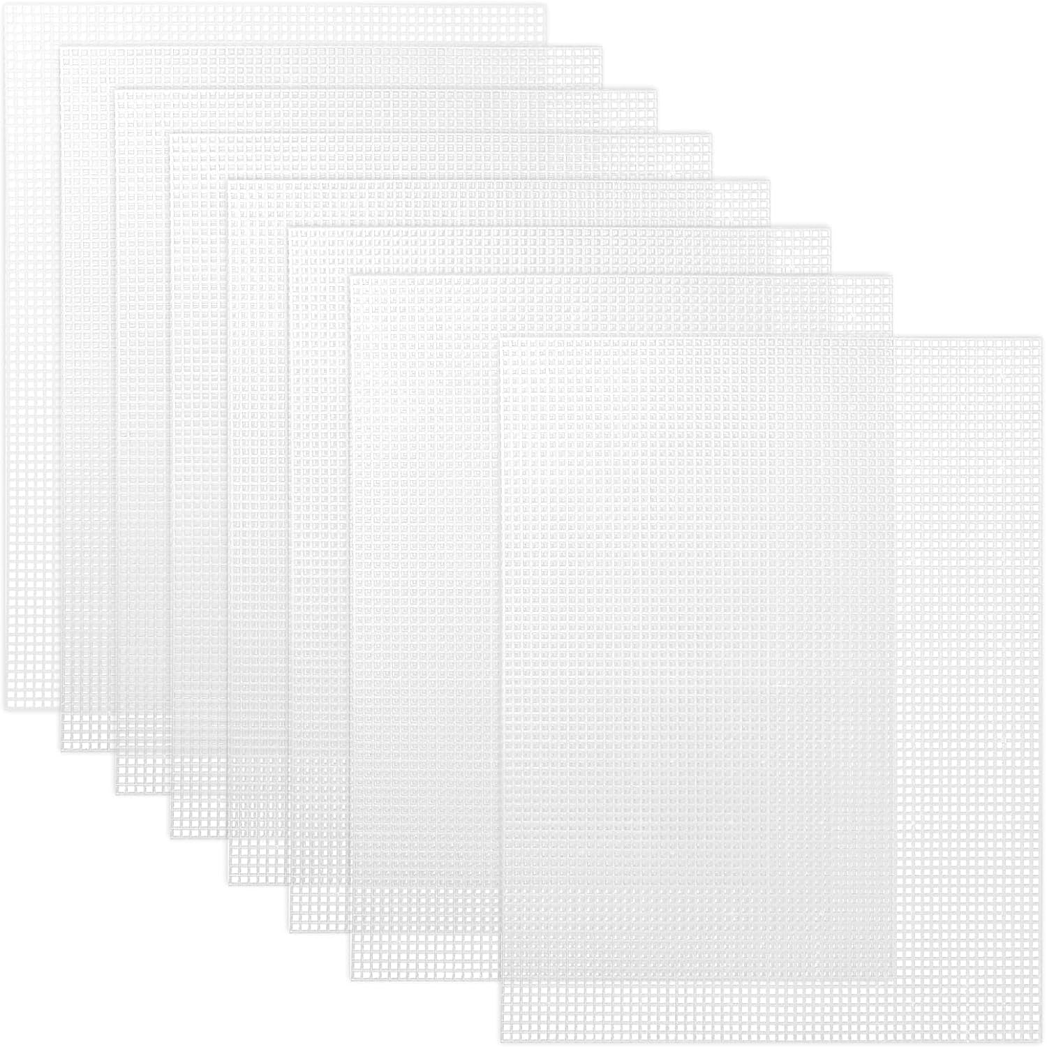 4 Pieces 7 Count Plastic Canvas Sheets 10.5 X 13.5 Inch Plastic Mesh, Plastic Mesh Sheet, Eye Mesh for Embroidery, Acrylic Yarn Crafting, Knit Crochet Projects and Make Dividers