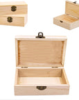 Unfinished Wooden Box with Hinged Lid, 4 Pcs- 6"X3.8"X2" Wood Boxes Bulk for Craft, Make Your Own Gift, Jewelry Pin Box