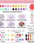 1500Pcs Pony Beads Bracelet Making Kit, 24 Colors Friendship Bracelet Kit Kandi Beads, Letter Beads Heart Beads with Elastic String for Jewelry Making DIY Craft Gifts for Adults