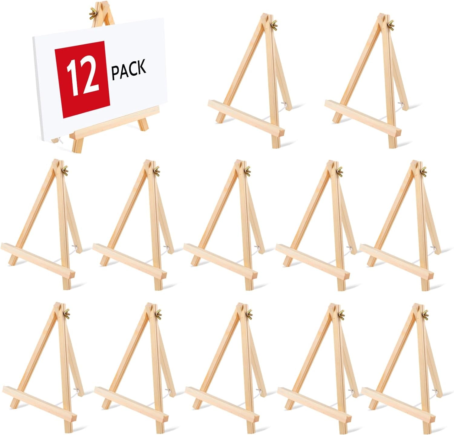 6PCS Wood Easels, 9 Inches Tabletop Easels, Tripod, Painting Party Easel, Kids Student Tabletop Easels for Painting, Art Craft Painting Easel Stand for Artist Adults Students