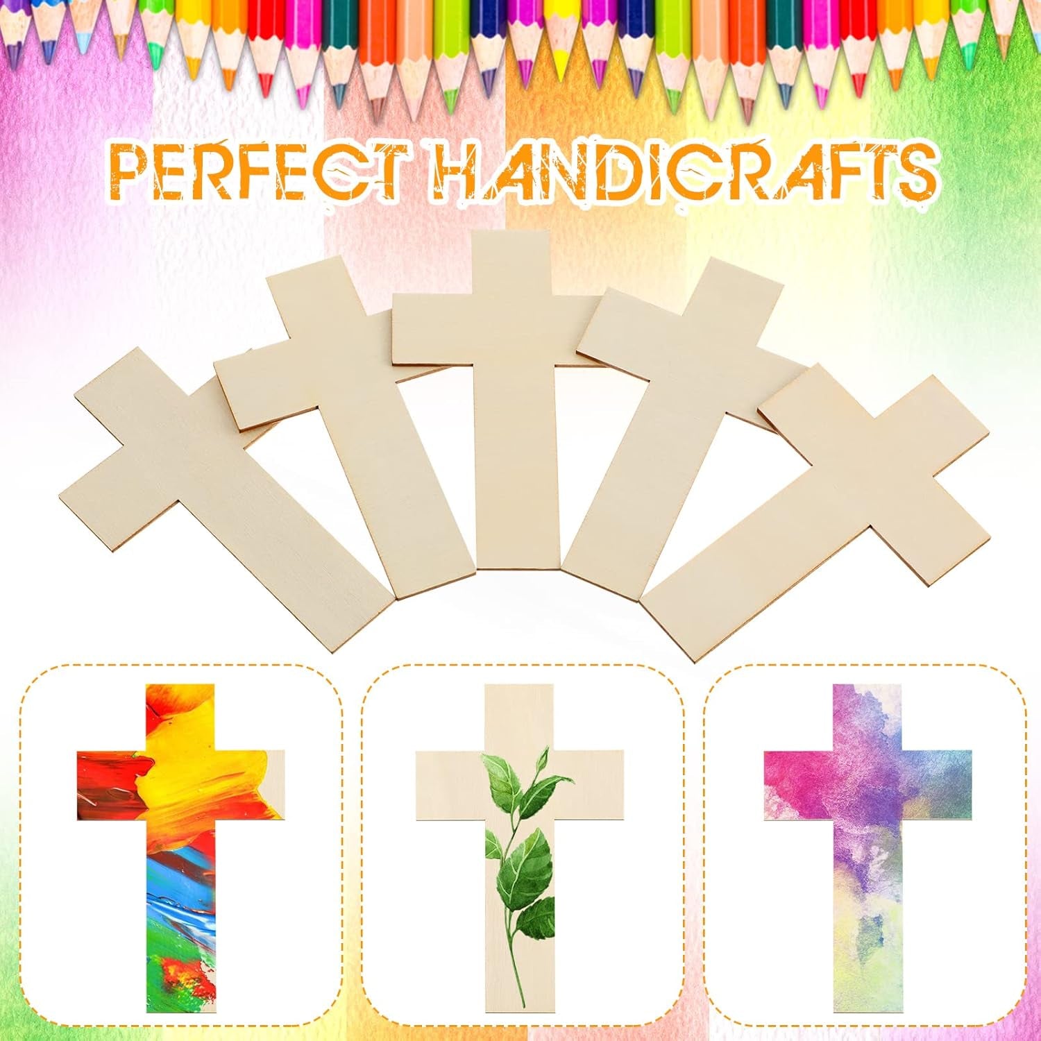 100 Pack Blank Wooden Cross Unfinished Cross Shaped Wood Cutouts for Crafts Wood Cross for DIY Projects Sunday School Church Home Decoration Ornaments, 11 X 7 Cm/ 4.3 X 2.8 Inches