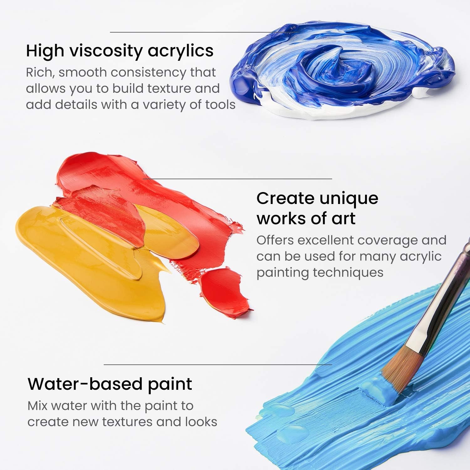 Acrylic Paint Set of 24 Tubes (0.74 Oz, 22 Ml) Non Toxic Acrylic Artist Paints, Heavy Body Acrylic Paint Art Supplies for Canvas Painting
