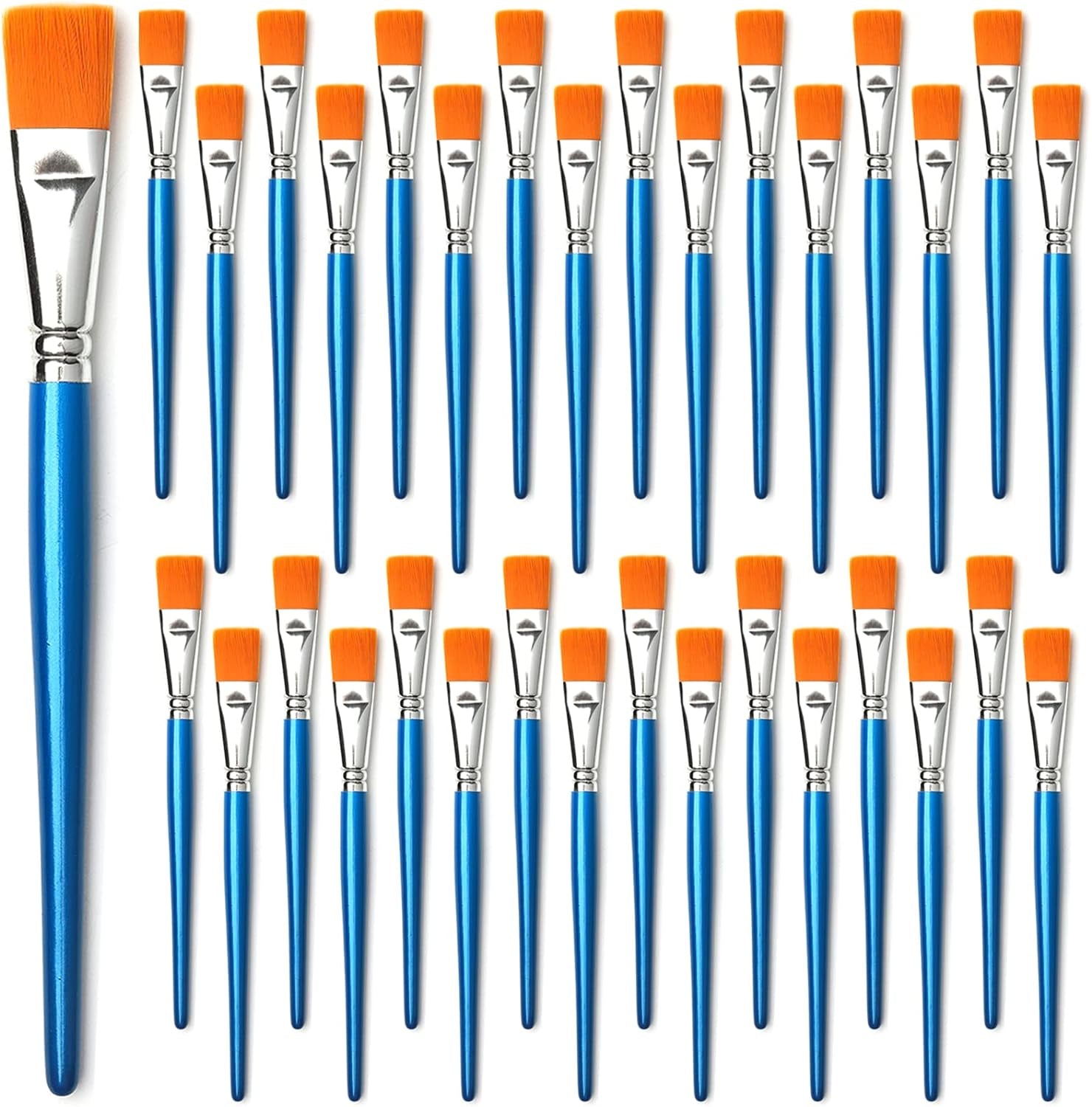 1 Inch Flat Paint Brushes for Acrylic Painting,12 Pieces Large Synthetic Paint Brushes Bulk with Wooden Handle for Acrylic, Watercolor, Oil, Crafts, Face Body Art