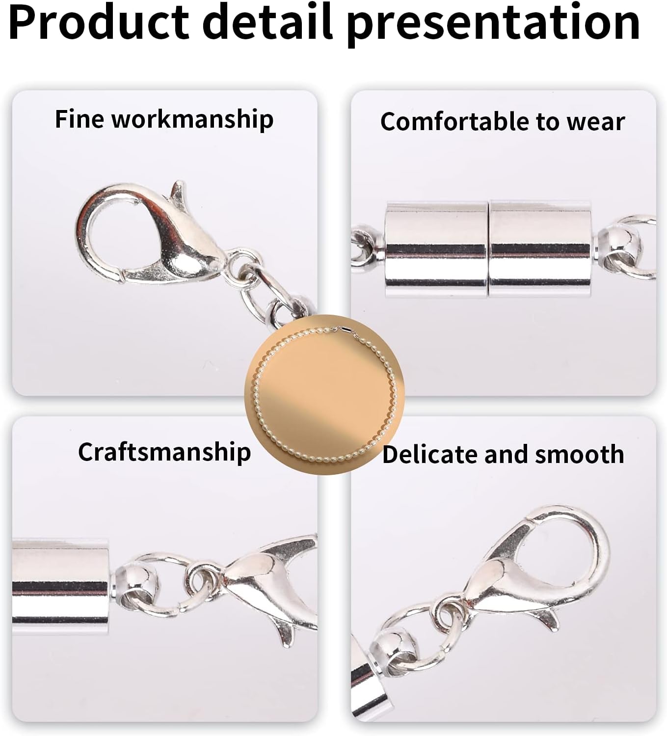 30 Pieces Silver Magnetic Jewelry Locking Clasps Necklace Clasps and Closures Bracelet Lobster Clasp Connector for DIY Necklace Bracelet Jewelry Making Supplies