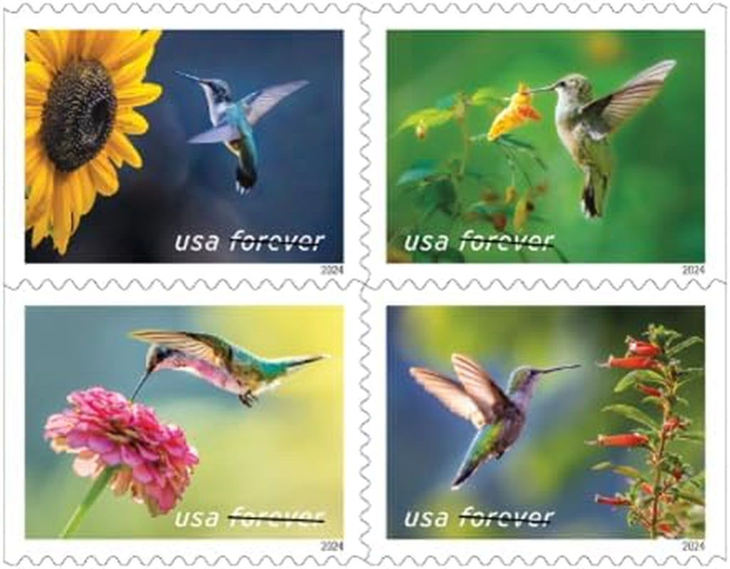 20Pcs Hummingbird Post Stamps*** New 2024 Flowers Design Mailing Forever Postage, Mixed