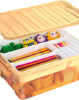 Plastic Storage Box with Removable Tray Caddy, Clear Art Supply Craft Organizers and Storage Bin, Playroom Container Organizer with Lid for Lego, Bead, Crayon, Tool, Sewing, Playdoh, Toy