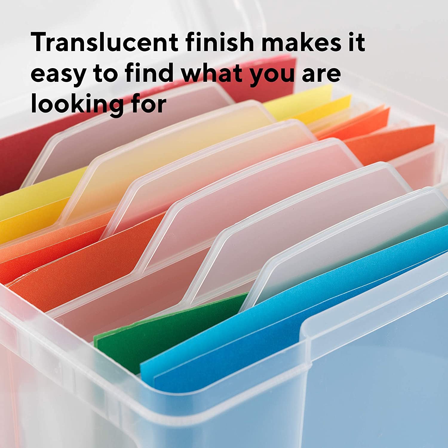 Greeting Card Organizer & Storage Box for Cards, 6 Adjustable Dividers, Plastic, Stackable, 10"L X 8.5"W X 7.5"H