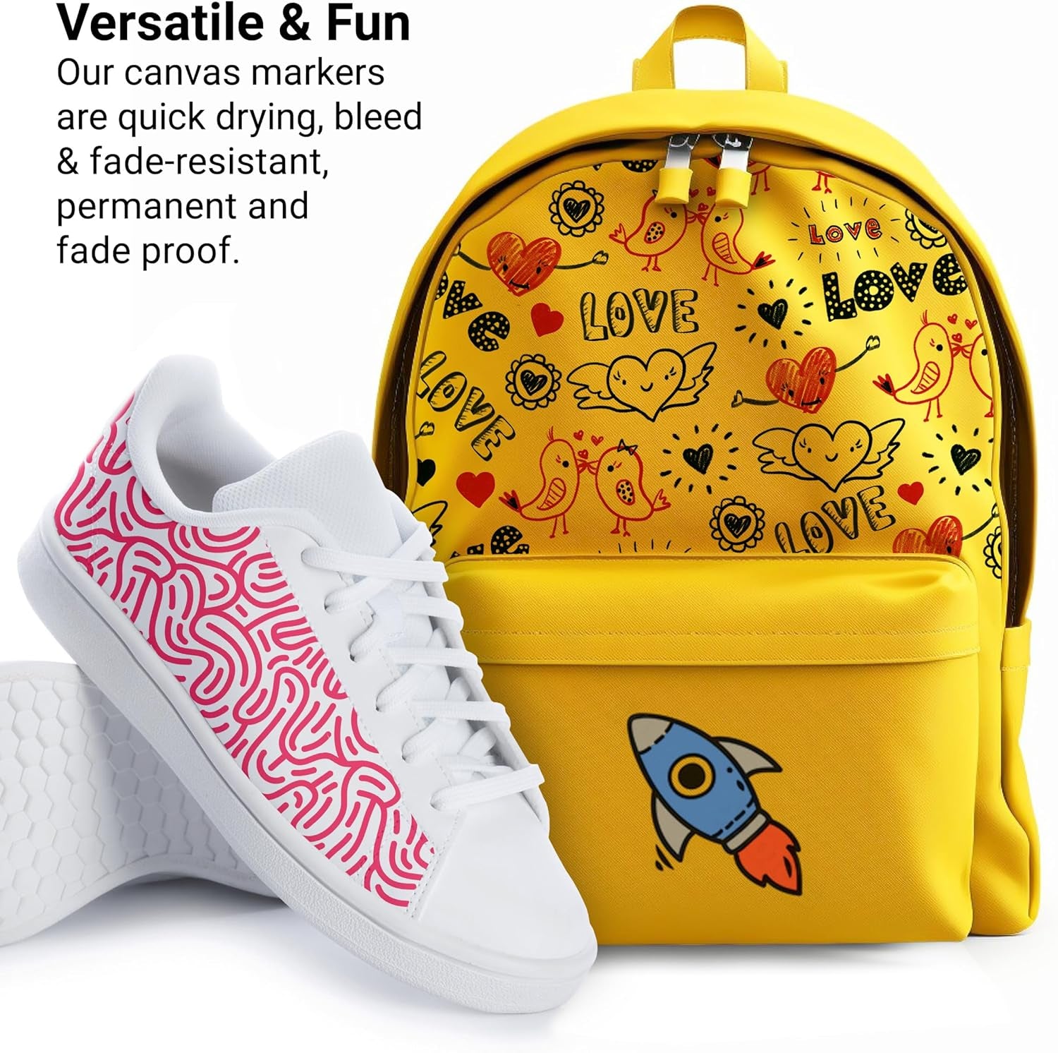 Fabric Markers Set of 26 Colors, Fabric Pens Permanent, Canvas Markers Fabric Paint Pens, Fabric Crayons for Fabric Decorating, with Gold and Silver Shirt Paint and 36 Letter Stencils