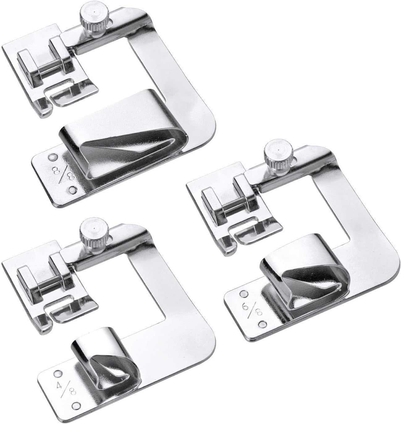 3 Sizes Wide Rolled Hem Pressure Foot Sewing Machine Presser Foot Hemmer Foot Set 1/2 Inch, 3/4 Inch, 1 Inch Low Shank Sewing Machine Presser Foot for Brother Singer