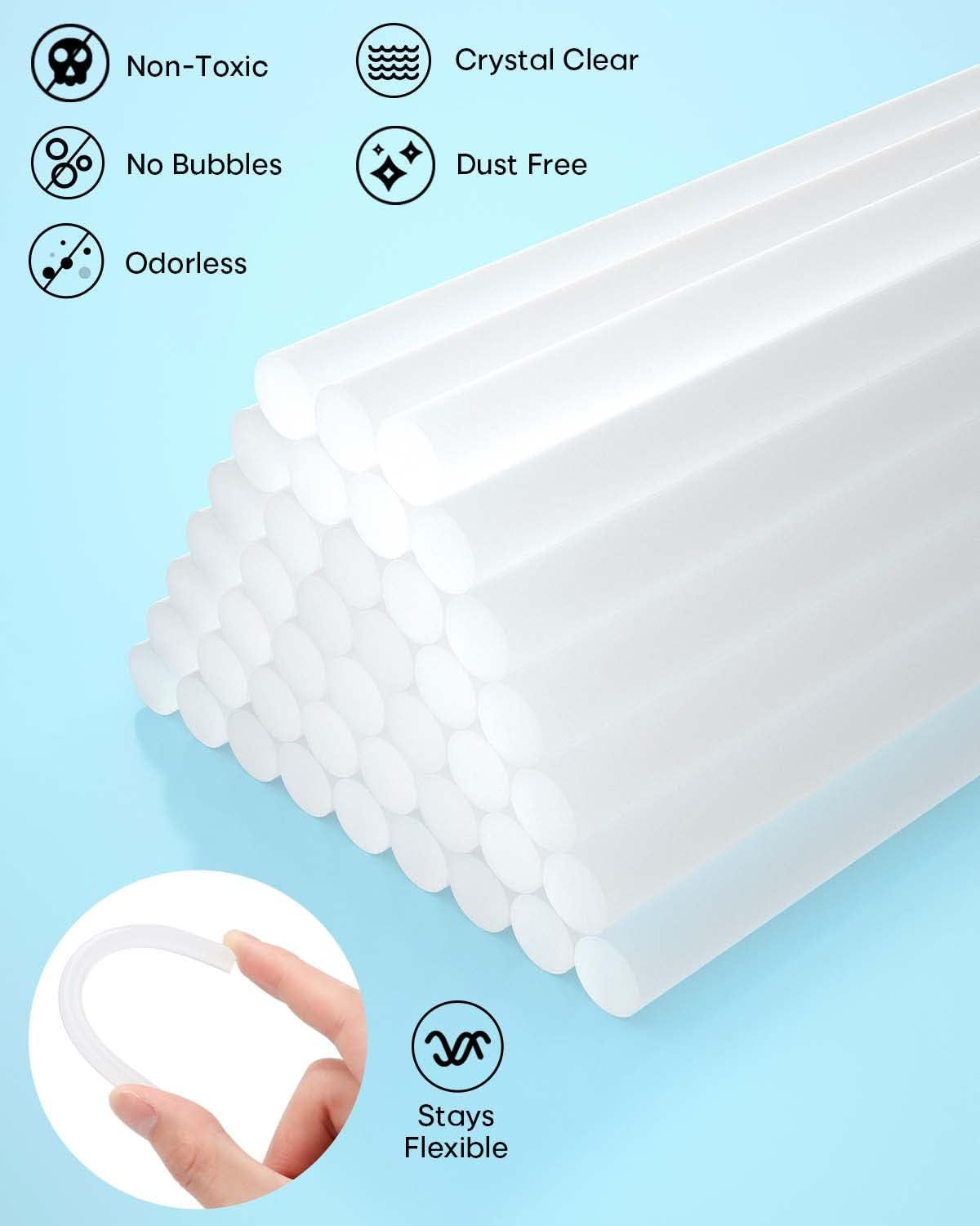 Mini Hot Glue Sticks, 0.27” Dia X 4” Long, 220-Pack Clear Hot Melt Glue Gun Sticks for All-Temp Mini Glue Guns, Multipurpose for Kids Adults DIY Art Craft Sealing Repairing Festival Decoration