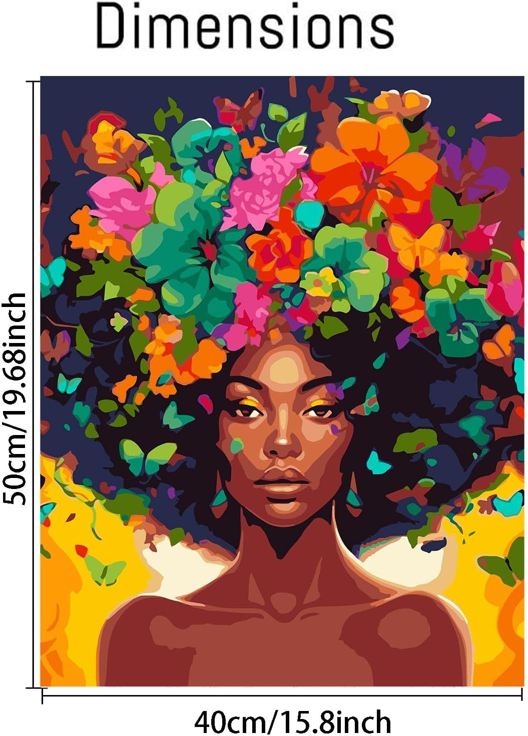 DIY African Woman Paint by Numbers for Adults Canvas, Flowers and Girl Paint by Number Kits on Canvas - Frameless Oil Painting Kits Arts and Crafts for Home Decor Present 16X20 Inch