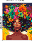 DIY African Woman Paint by Numbers for Adults Canvas, Flowers and Girl Paint by Number Kits on Canvas - Frameless Oil Painting Kits Arts and Crafts for Home Decor Present 16X20 Inch