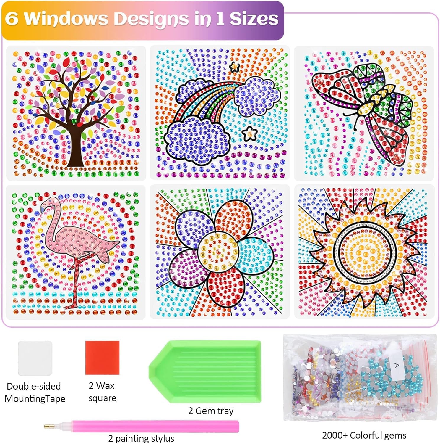 Arts and Crafts for Kids Ages 8-12 &amp; 6-8, Window Suncatcher Diamond Painting Kits by Numbers for Girl Ages 7 9 11 Year Old Gem Art for Kids Ages 9-12 Birthday Gift Idea for Teens (Nature)
