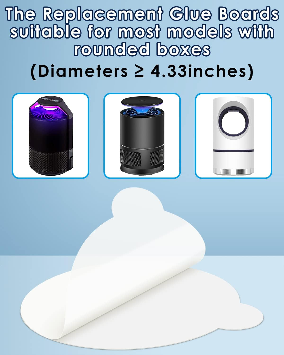 25 Pack 4.3 Inches Replacement Glue Boards, Refillable Glue Boards round Sticky Fits Most Models Indoor Outdoor Lamp, Replacement Sticky Glue Pads for Katchy, Fenun, FVOAI, MOAHUNT