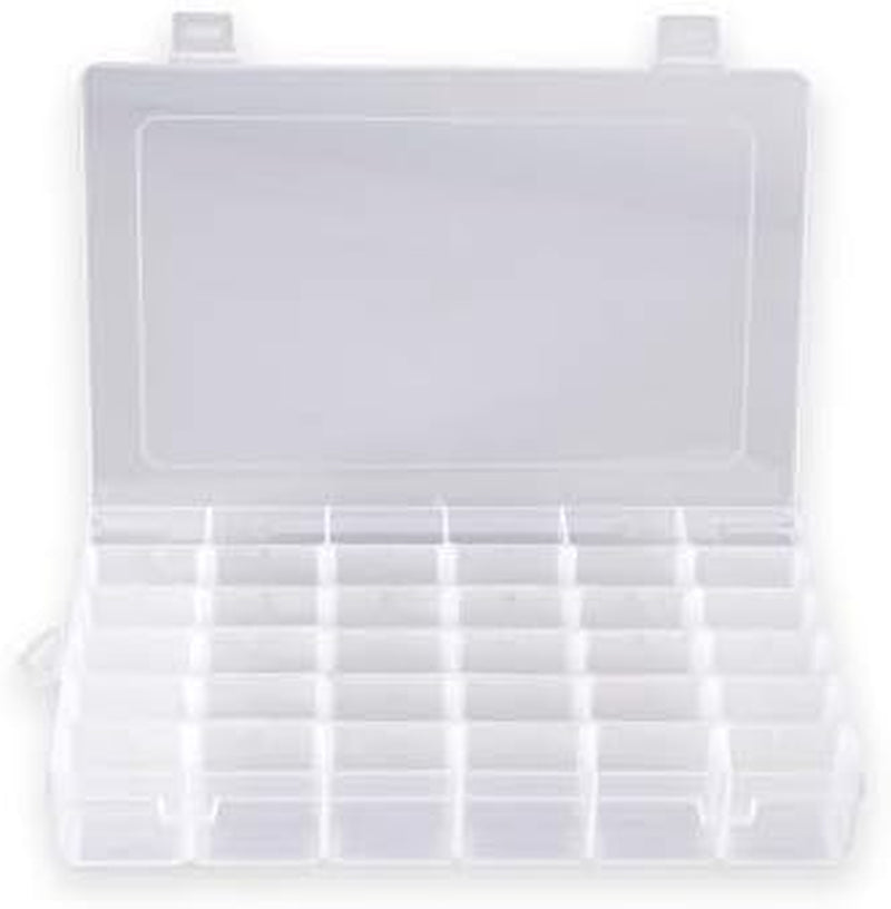 Plastic Organizer Container Box 36 Compartments Jewelry Storage Box with Adjustable Dividers (1 Pack)