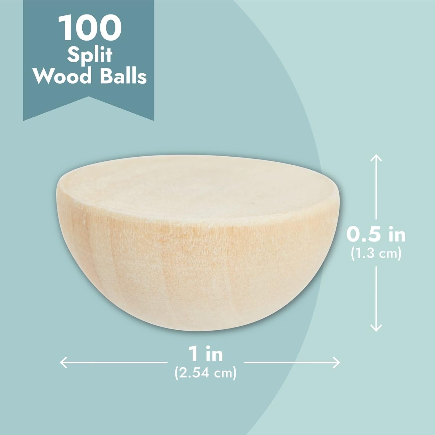 100 Pack Half Wooden Spheres for Crafts, 1-Inch Split Wood Balls for Home Decor, Gnome Noses