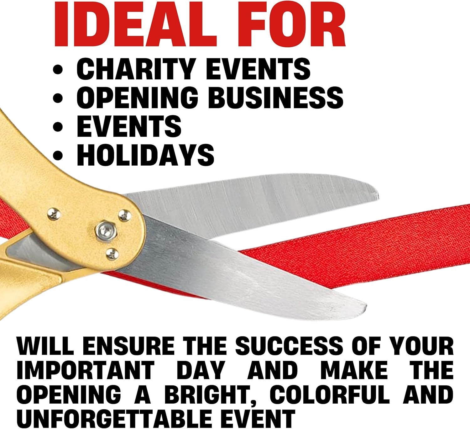Gold Ribbon Cutting Ceremony Kit – 20 Inch Gold Giant Scissors Giants Ribbon Cutting Scissors with Red Ribbon Grand Opening Ribbon and Scissors for Special Events Inaugurations and Ceremonies
