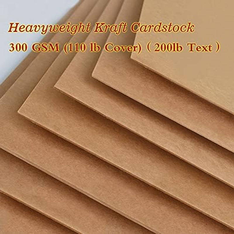 Heavyweight Brown Kraft Cardstock, 50 Sheets (300 Gsm = 110 Lb Cover = 200Lb Text ) 8.5 X 11 Inches for Arts and Craft, Drawing, DIY Projects