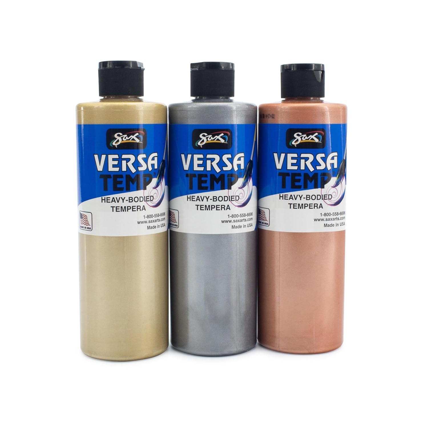 - 1440731 Versatemp Heavy-Body Metallic Tempera Paint, 1 Pint, Assorted Colors, Set of 3