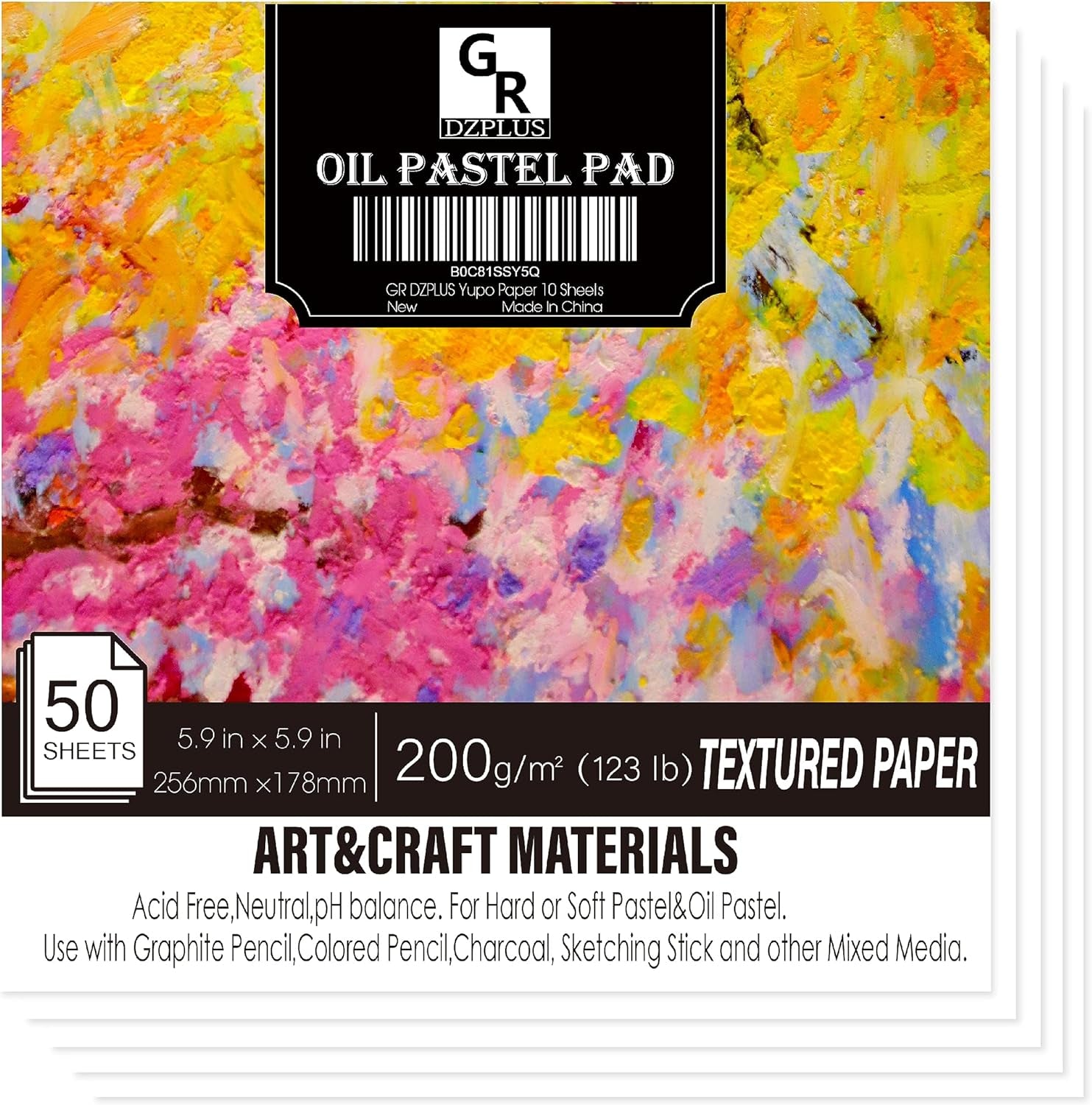 Oil Pastel Pad | 5.9 X 5.9 Inch(123 Lb/200G) | 50 Sheets Heavyweight Drawing Paper