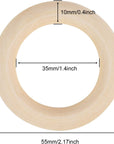 30 Pcs Wooden Rings, Macrame Wooden Rings, Natural Unfinished Solid Wood Rings for DIY Craft Pendant Connectors Jewelry Making (55 Mm)